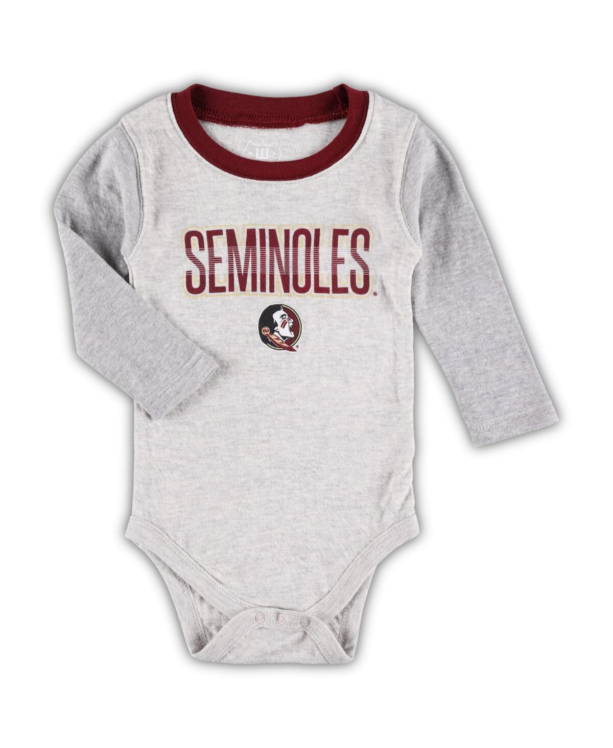 Wes & Willy Infant Boys And Girls  Heather Gray Florida State Seminoles Jie Jie Long Sleeve Bodysuit In Heather Gray