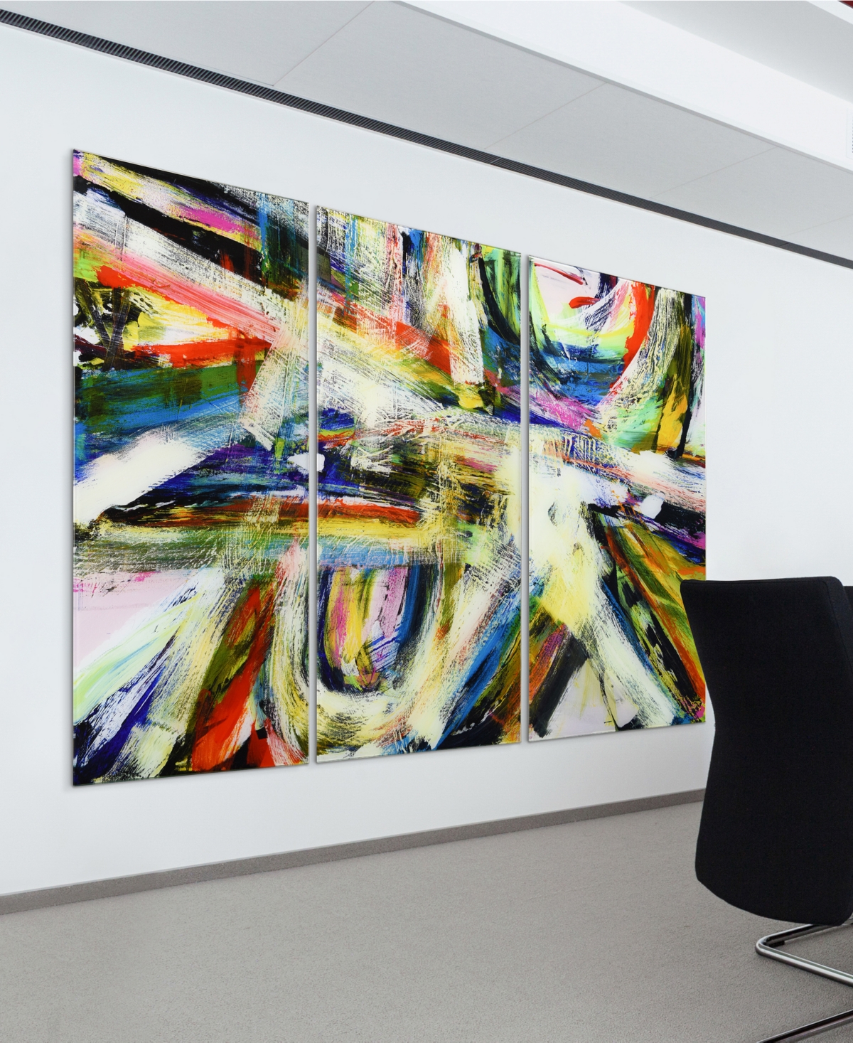 Empire Art Direct "rock Star I Abc" Frameless Free Floating Tempered Glass Panel Graphic Wall Art Set Of 3, 72" X 36" In Multi-color