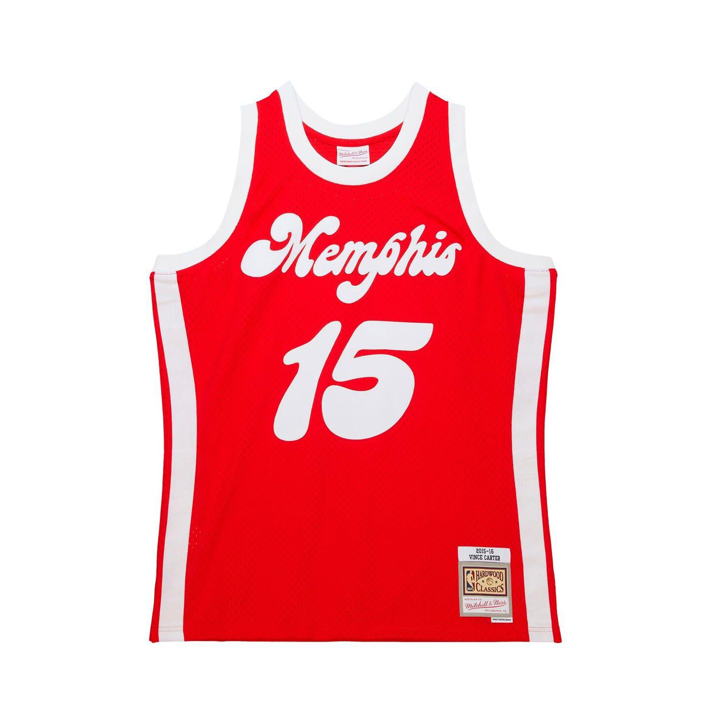 Мужская футболка Mitchell & Ness Vince Carter Red Memphis Grizzlies Hardwood Classics Retro Name and Number — фото 2