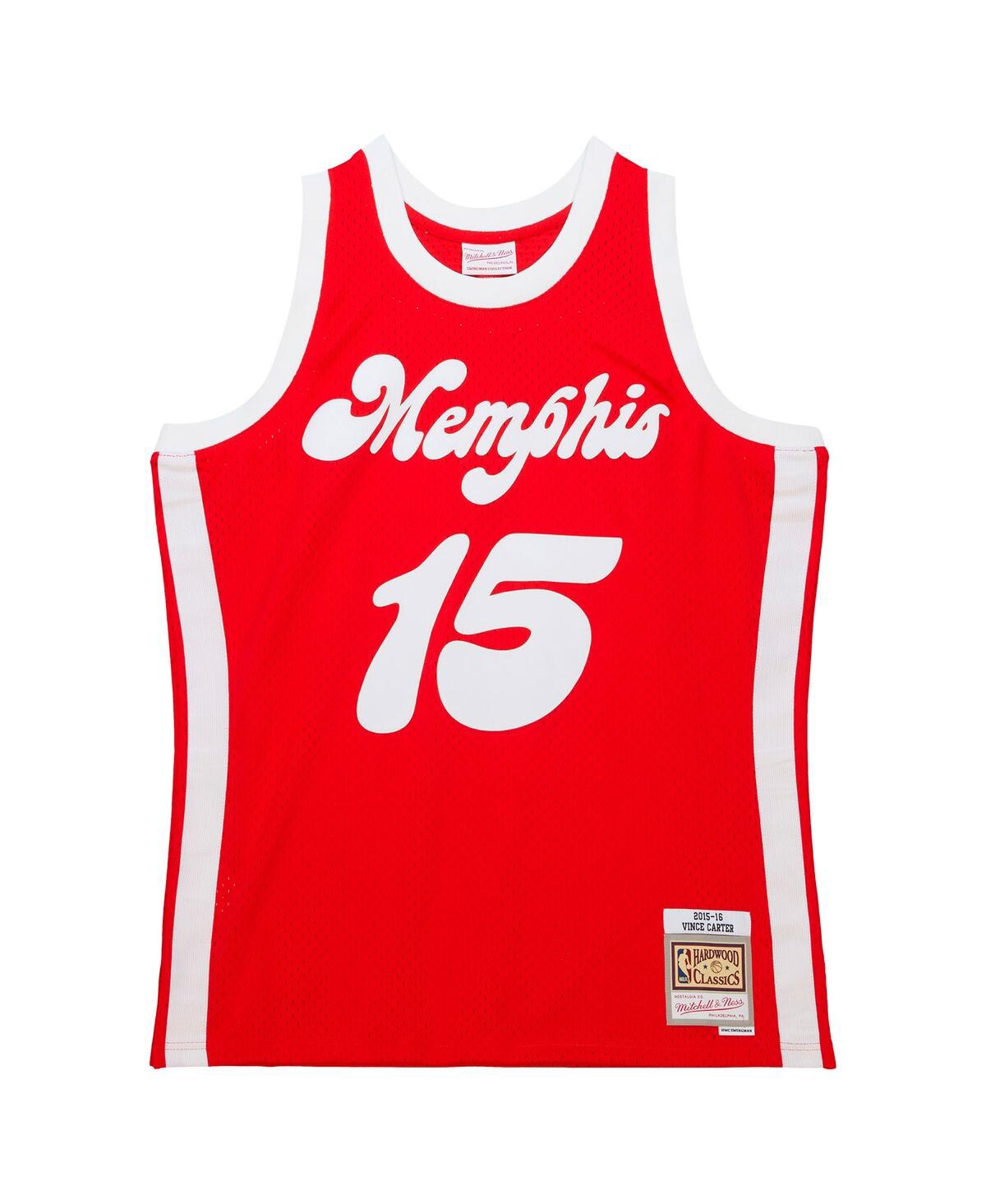 Mitchell & Ness Men's  Vince Carter Red Memphis Grizzlies Hardwood Classics Retro Name And Number T-s In Red