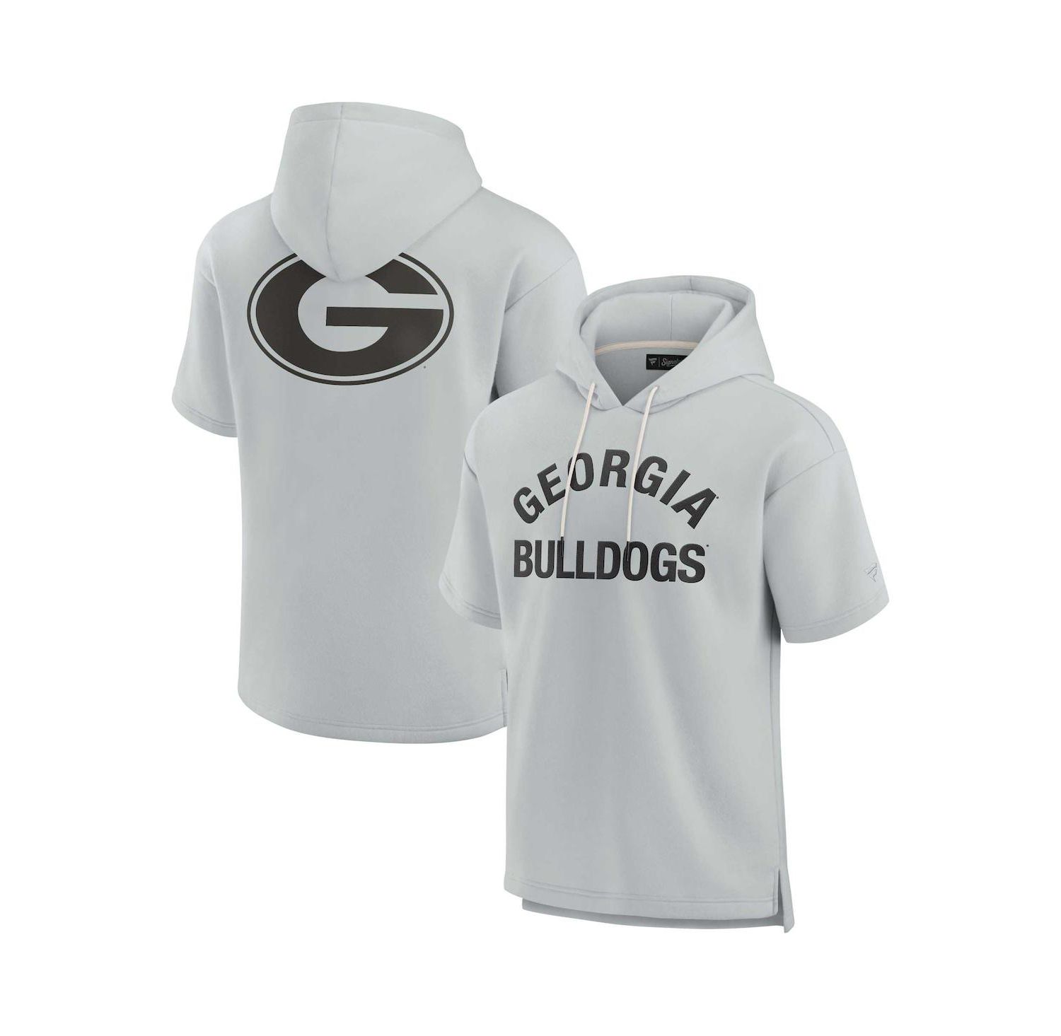 Men's and Women's Gray Georgia Bulldogs Super Soft Fleece Short Sleeve Pullover Hoodie