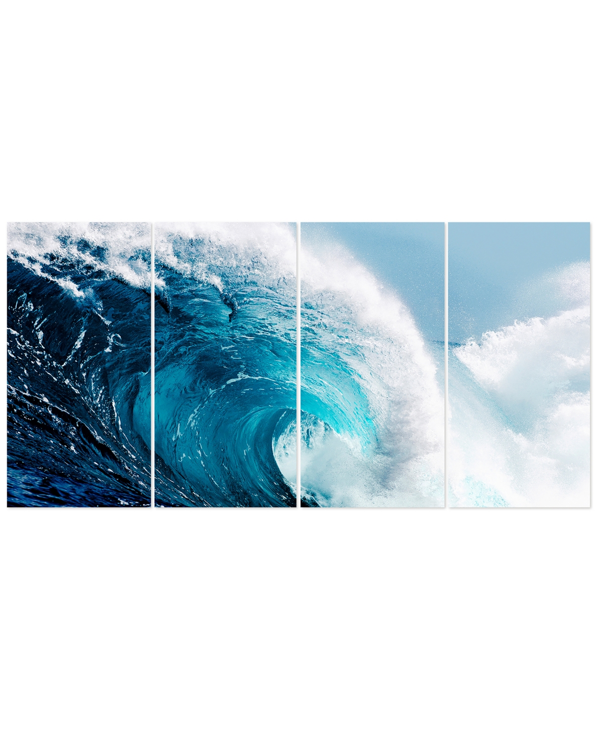 Empire Art Direct Blue Wave Abcd Frameless Free Floating Tempered Glass Panel Graphic Wall Art, 72" X 36" X 0.2" Each