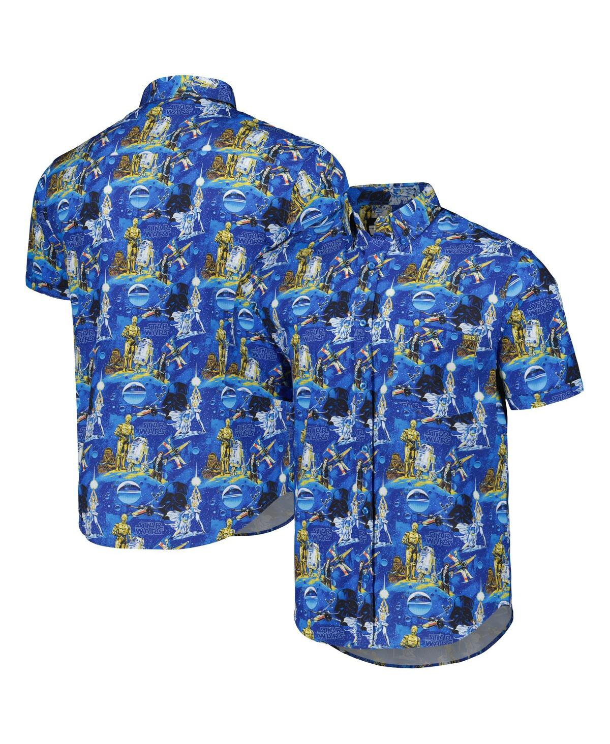 Rsvlts Men's And Women's  Blue Distressed Star Wars Luke Sleepwalker Kunuflex Button-down Shirt