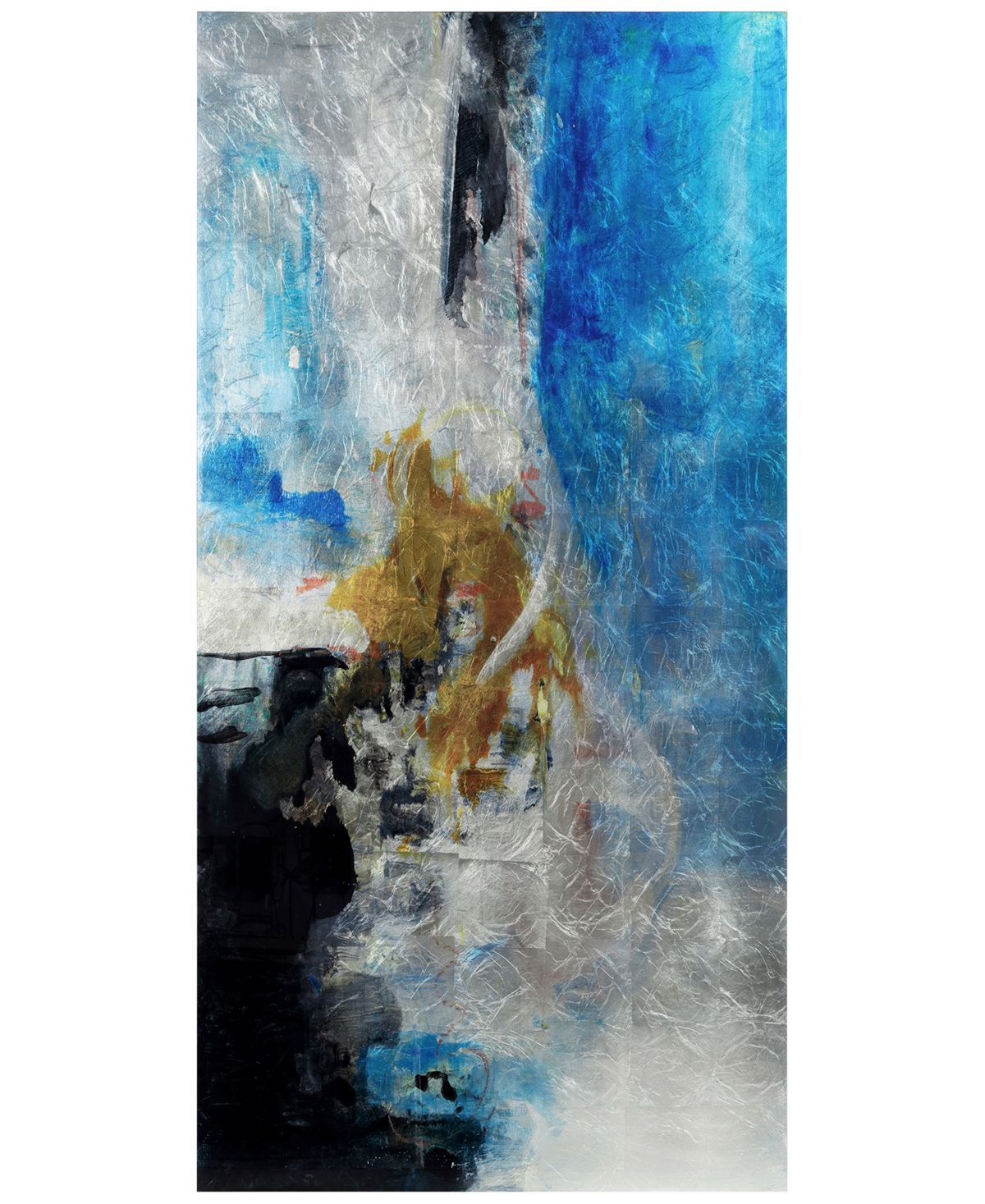 Empire Art Direct "interplay Abstract Li" Reverse Printed Tempered Glass With Silver-tone Leaf, 72" X 36" X 0.2" In Multi-color