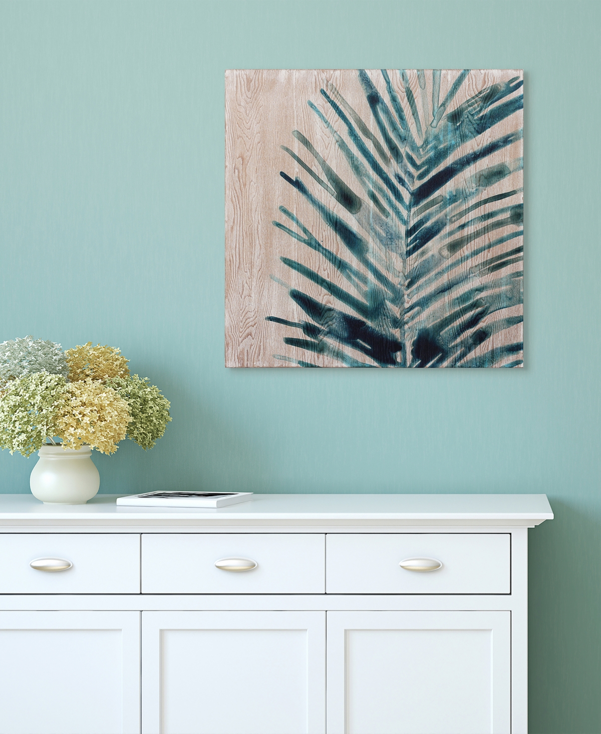 Shop Empire Art Direct "tropical Jewell Iii" Fine Giclee Printed Directly On Hand Finished Ash Wood Wall Art, 24" X 24" X 1 In Blue
