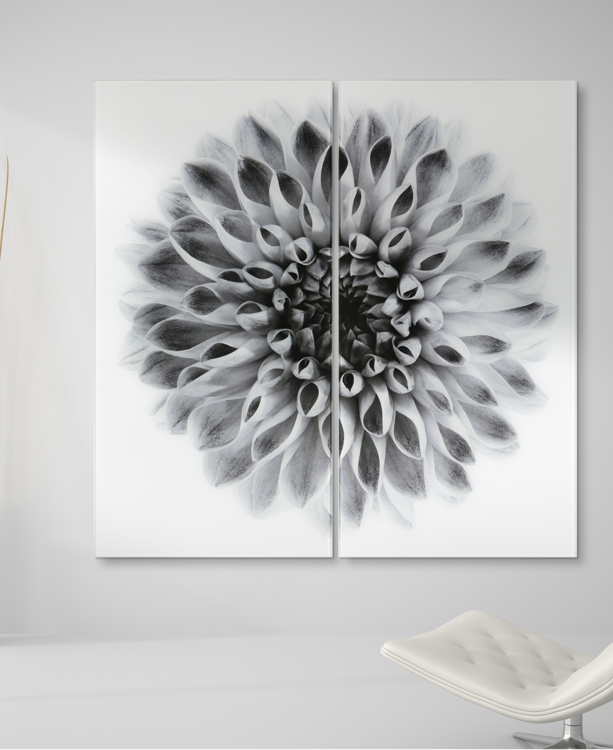 EMPIRE ART DIRECT "DAHLIA AB" FRAMELESS FREE FLOATING TEMPERED GLASS PANEL GRAPHIC WALL ART SET OF 2, 72" X 36" X 0.2" 