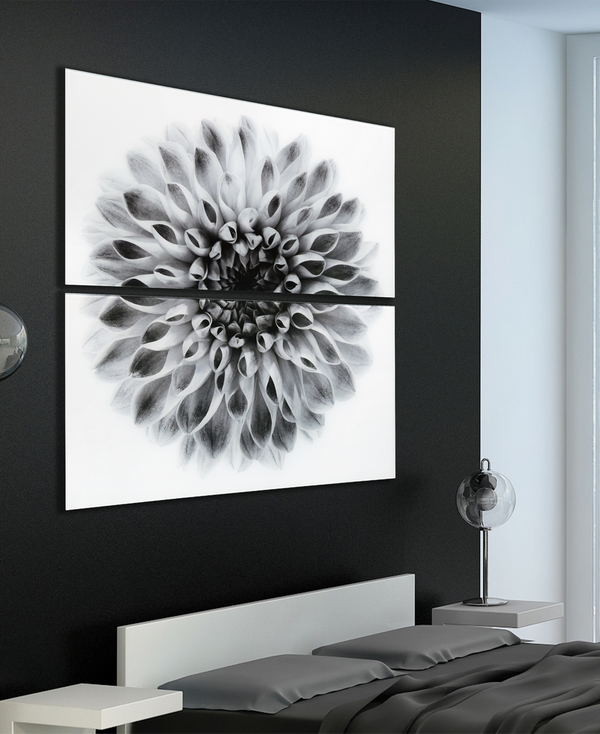 EMPIRE ART DIRECT "DAHLIA AB" FRAMELESS FREE FLOATING TEMPERED GLASS PANEL GRAPHIC WALL ART SET OF 2, 72" X 36" X 0.2" 