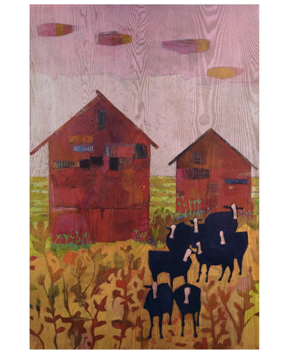 Empire Art Direct "orland Barnyard" Fine Giclee Printed Directly On Hand Finished Ash Wood Wall Art, 36" X 24" X 1.5" In Red,orange,black