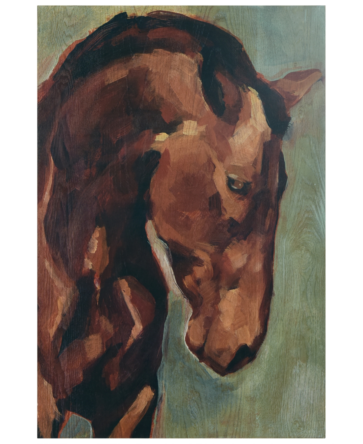 Empire Art Direct "thoroughbred- Horse Portrait" Fine Giclee Printed Directly On Hand Finished Ash Wood Wall Art, 36" In Brown,green