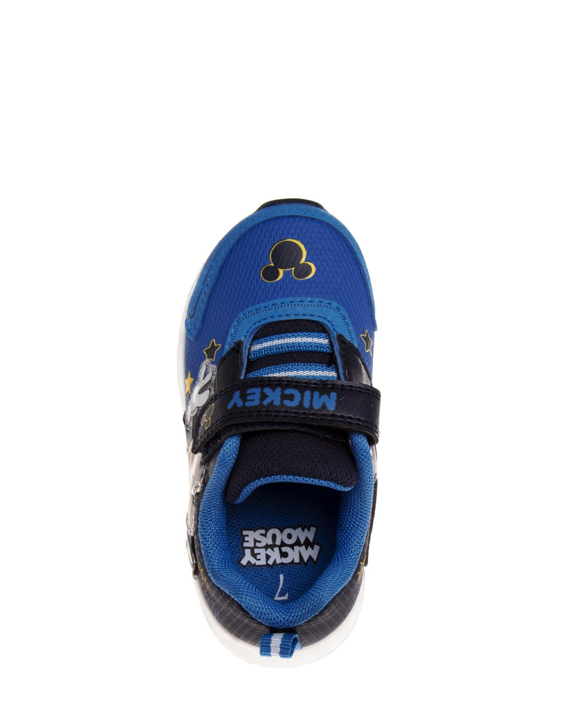 Disney Little Boys Mickey Mouse Light Up Hook And Loop Strap Sneakers In Blue