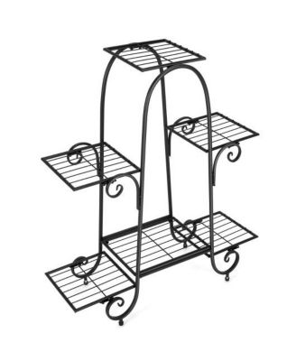 6-Tier Plant Stand with Adjustable Foot Pads-Black
