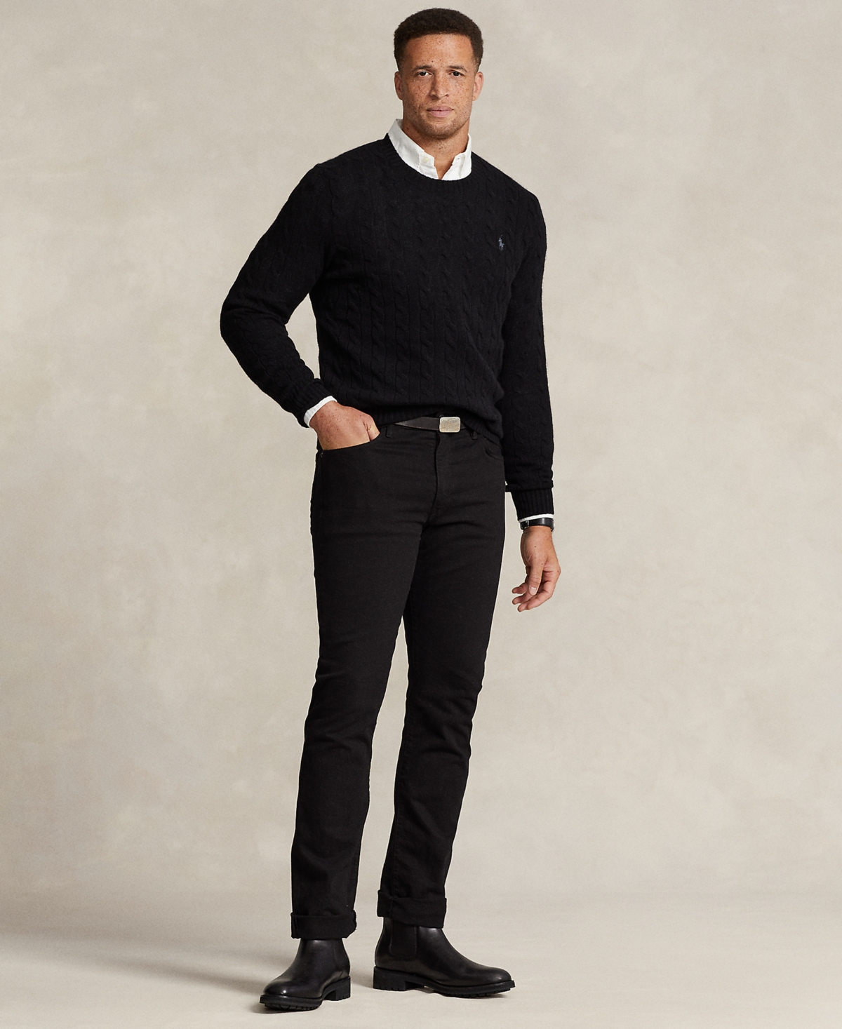 Polo Ralph Lauren Men's Big & Tall Cable-Knit Wool-Cashmere Sweater
