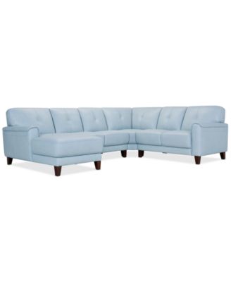 CLOSEOUT! Ashlinn 120" 4-Pc. Pastel Leather Sectional, Created for Macy's