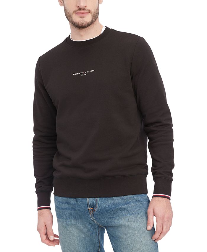 Tommy Hilfiger Men's Logo-Tipped Crewneck Sweatshirt - Macy's