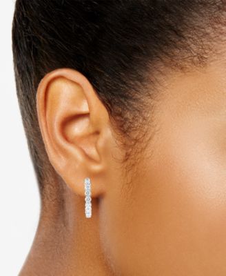 Lab Grown Diamond Bezel In & Out Small Hoop Earrings (2 ct. t.w.) in 14k White, Yellow or Rose Gold