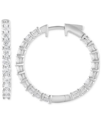 Lab Grown Diamond In & Out Small Hoop Earrings (3 ct. t.w.) in 14k White, Yellow or Rose Gold