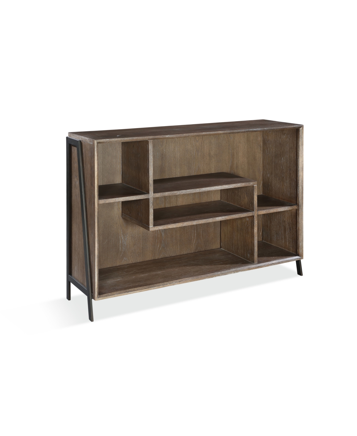 Macy's Finch 42" Wood And Metal Accent Bookcase In Buckwheat,antique Bronze