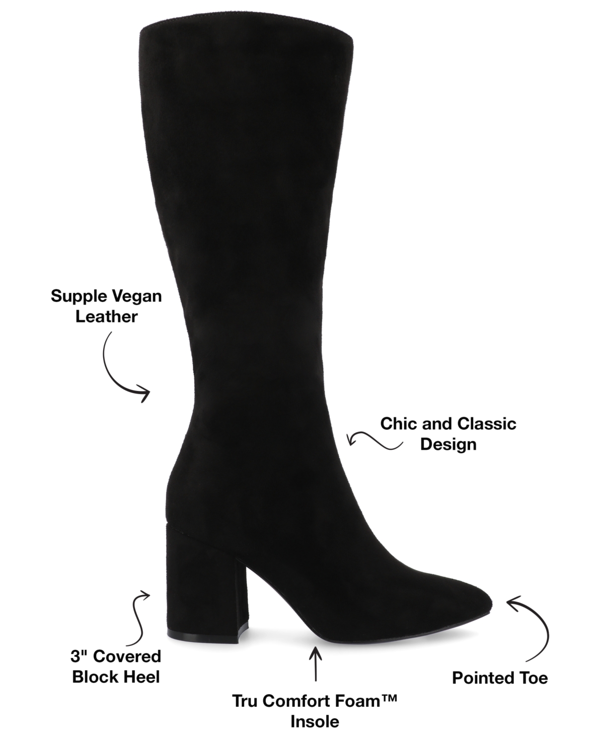 Journee Collection Women's Ameylia Block Heel Knee High Dress Boots