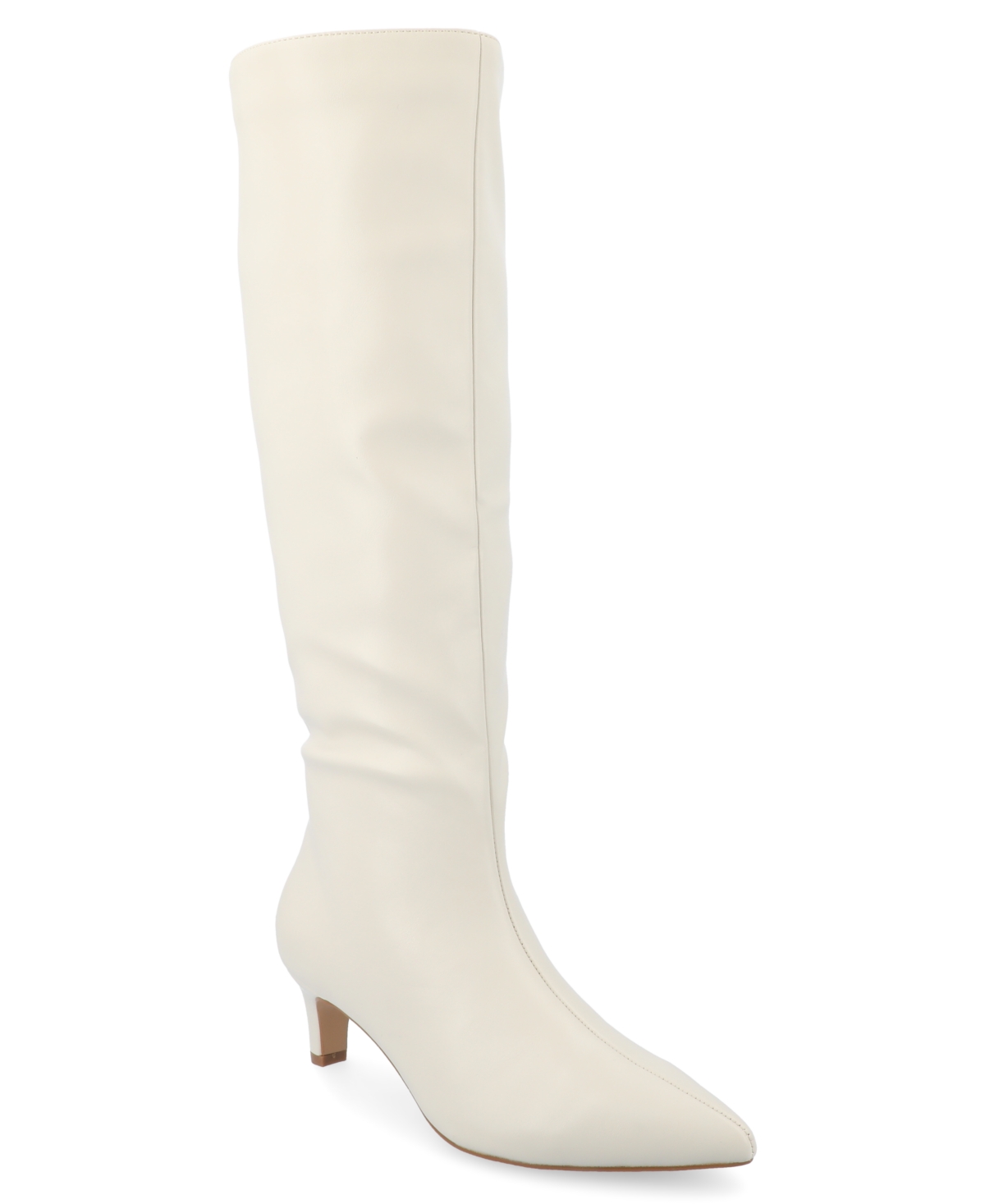 Shop Journee Collection Women's Tullip Tru Comfort Foam Kitten Heel Pointed Toe Regular Calf Boots In Bone