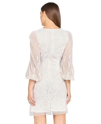 Women's V-Neck, Balloon Sleeve Bridal Mini dress