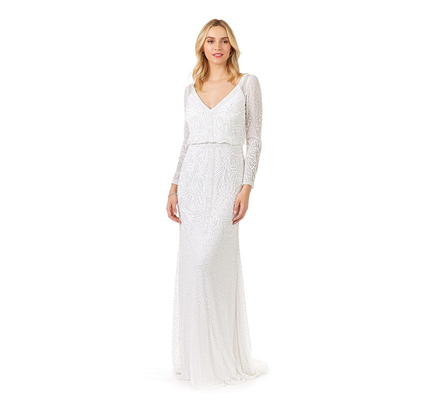 Women's Grant Long Sleeve Beaded Wedding Dress