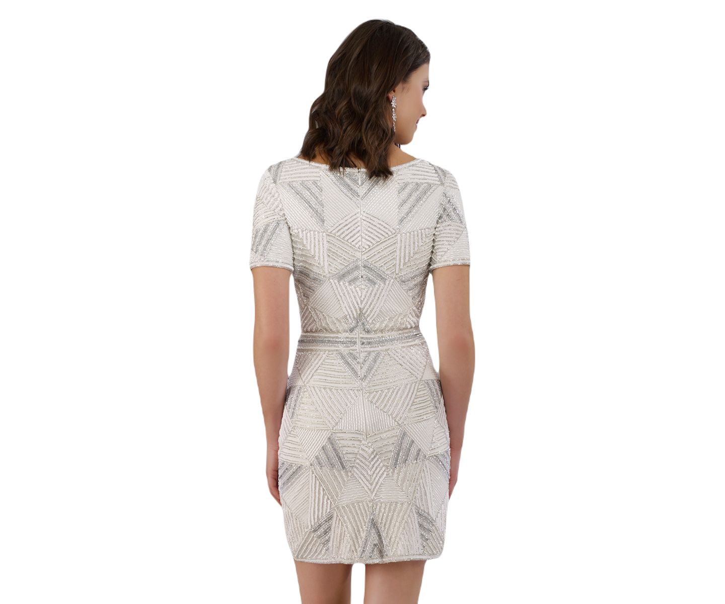 Женское платье Lara Becky Beaded Faux-Wrap Short Sleeve Cocktail, цвет: Белый — фото 2