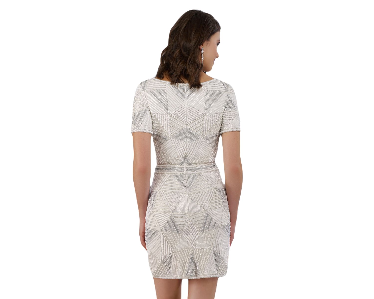 Women's Becky Beaded Faux-Wrap Short Sleeve Cocktail Dress