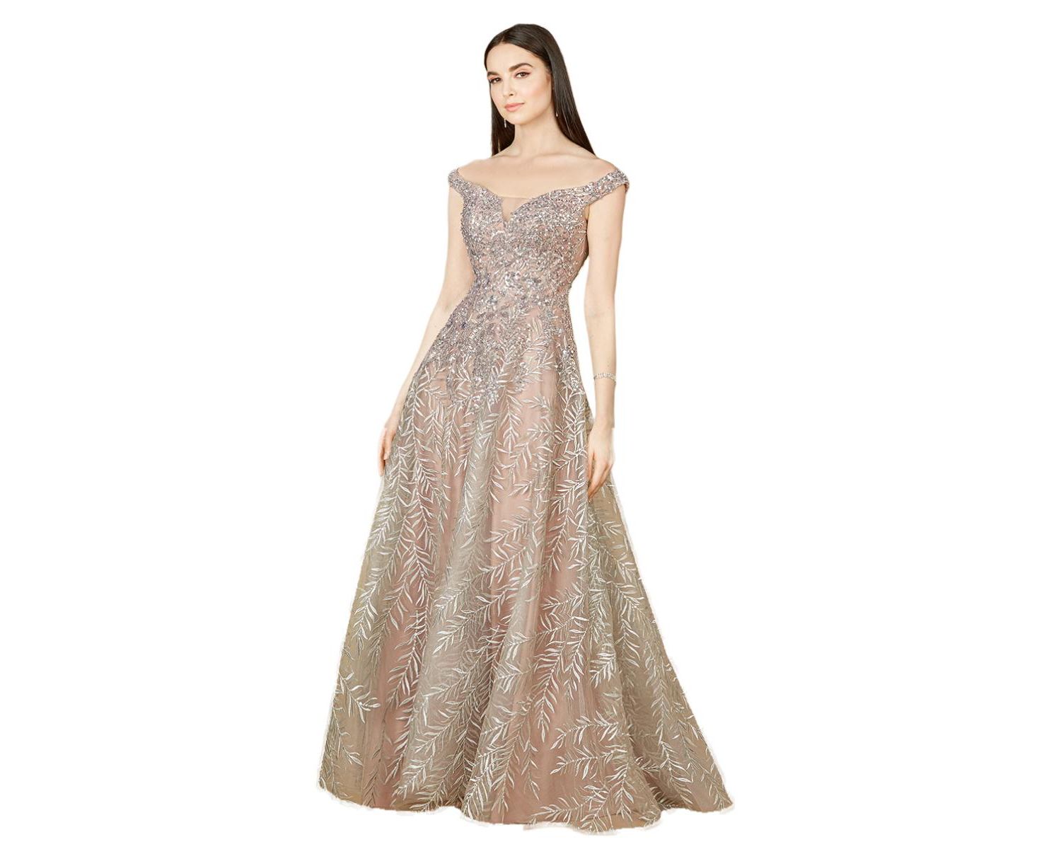 Women's Elegant Off Shoulder Lace Ballgown