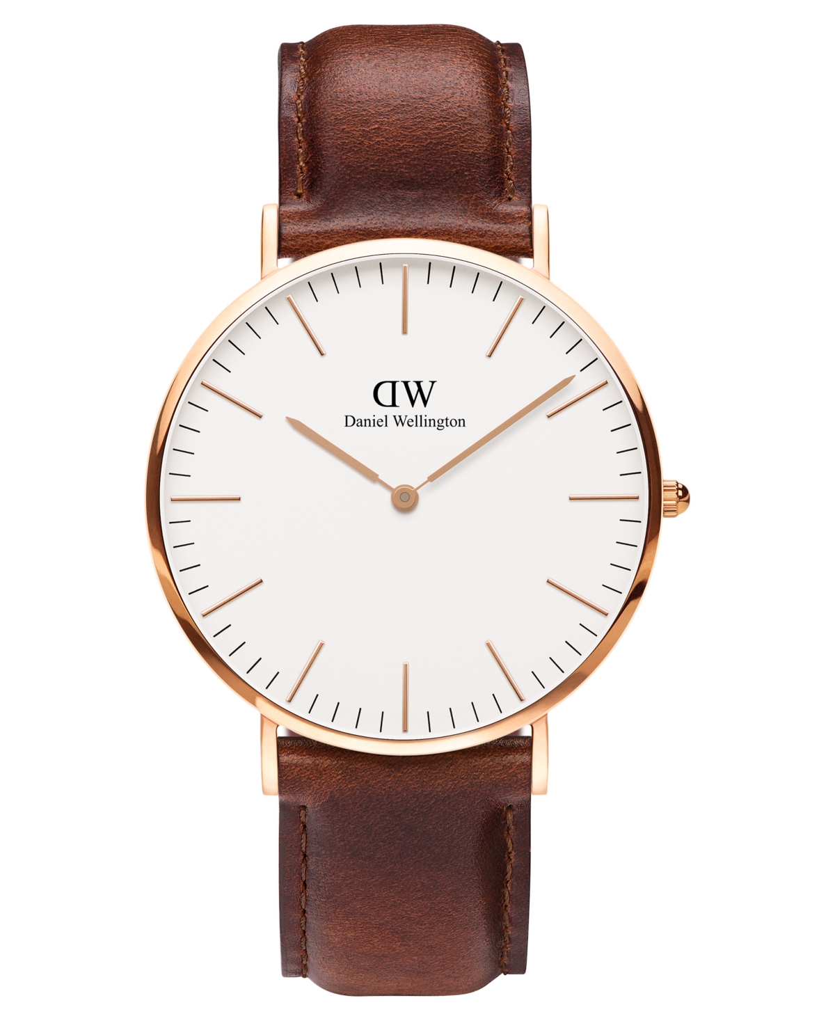 Shop Daniel Wellington Men's Classic Mawes Brown Leather Watch 40mm