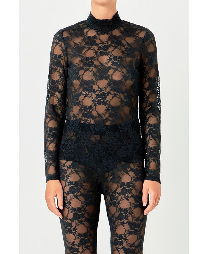 endless rose Women s Floral Lace See Through Top Macy s