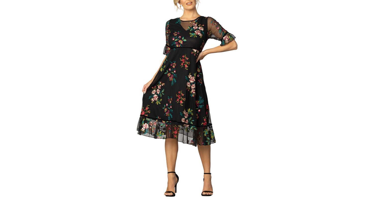 Women's Wildflower Embroidered Floral Mesh Dress