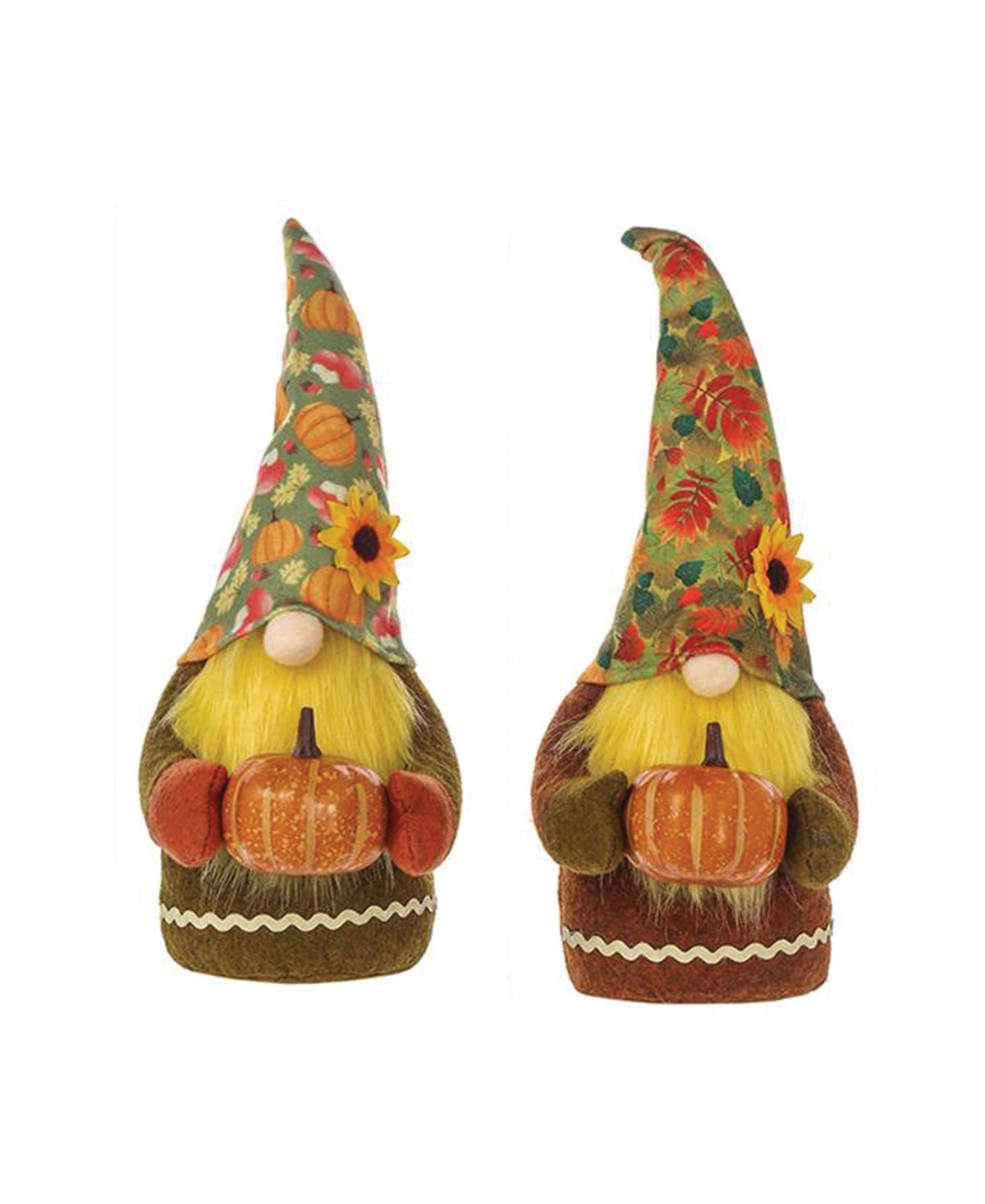 13.5" Fall Harvest Gnomes, Set of 2 - Multi