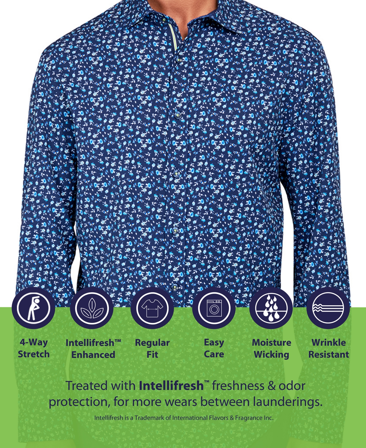 Society of Threads Men's Regular-Fit Non-Iron Performance Stretch Geo-Print Button-Down Shirt