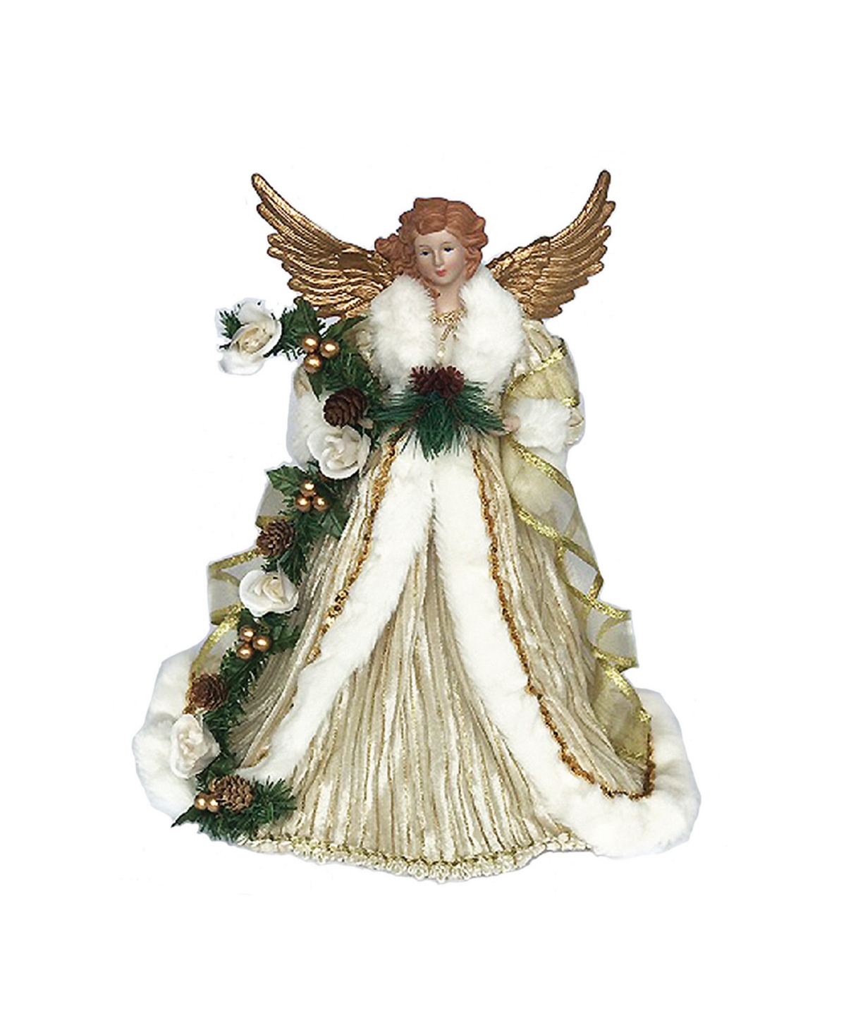 15" Trimmed Angel Tree Topper - Gold