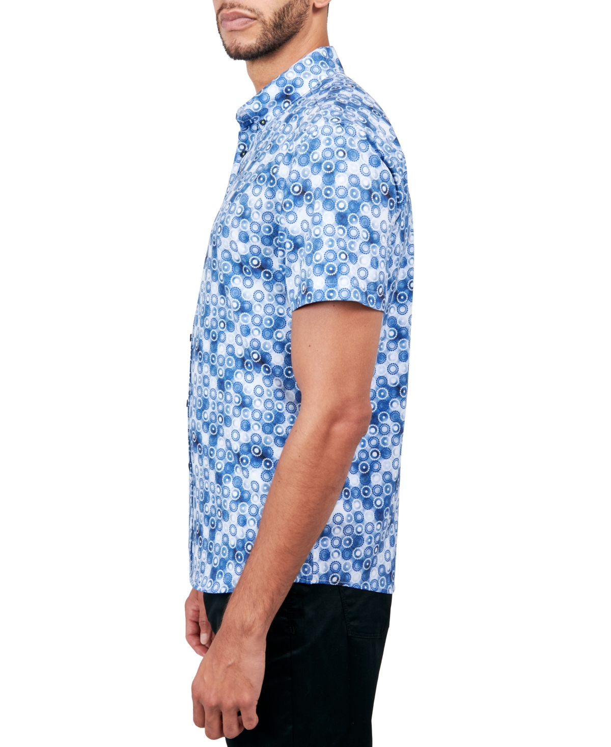 Society of Threads Men's Regular Fit Non-Iron Performance Stretch Geo Button-Down Shirt