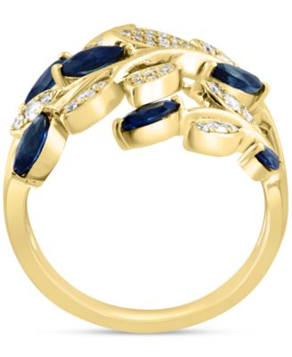 EFFY&reg; Sapphire (3/4 ct. t.w.) & Diamond (1/4  ct. t.w.) Vine Ring in 14k Gold