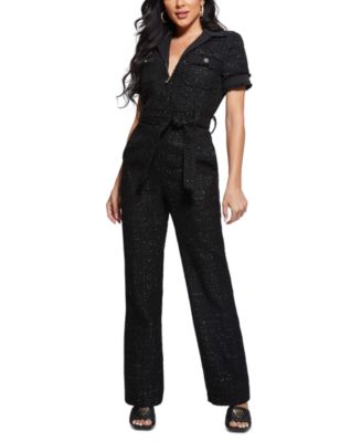 GUESS Clarissa - Pantaloncini Corti In Tweed Metallizzato, Lavaggio A Mano, Modello Bermuda, Donna - copertina