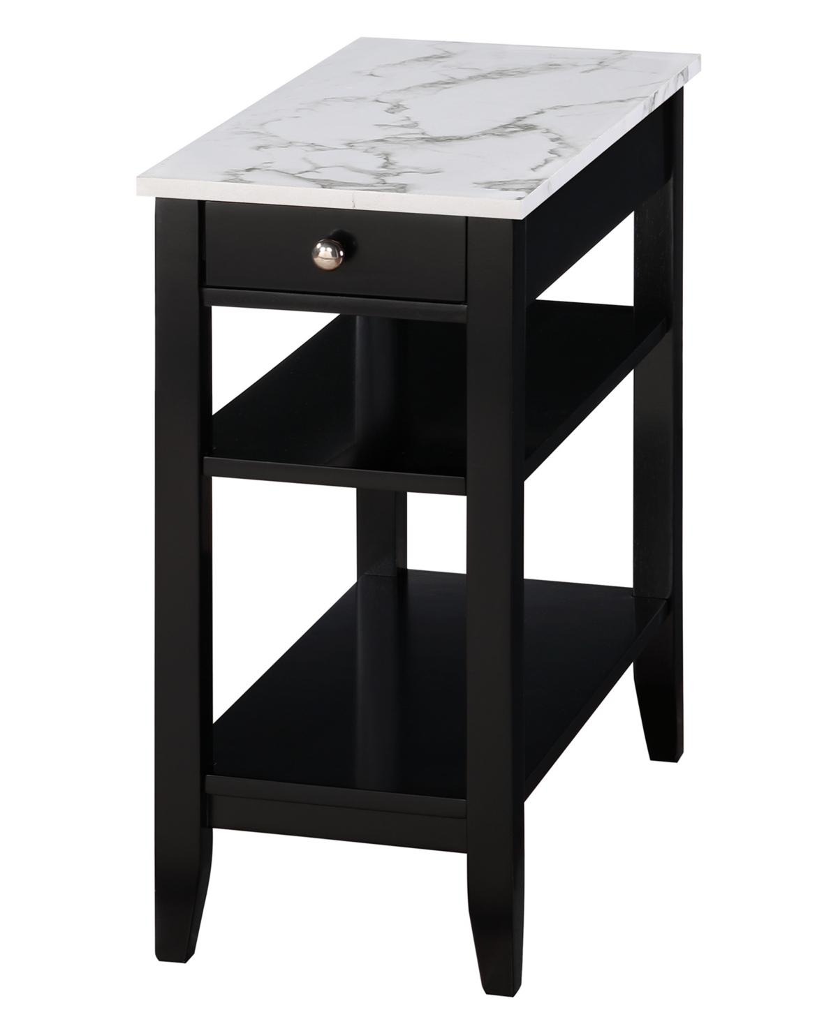 Shop Convenience Concepts 23.5" Mdf Ah 1 Drawer Chairside End Table In White Faux Marble,white