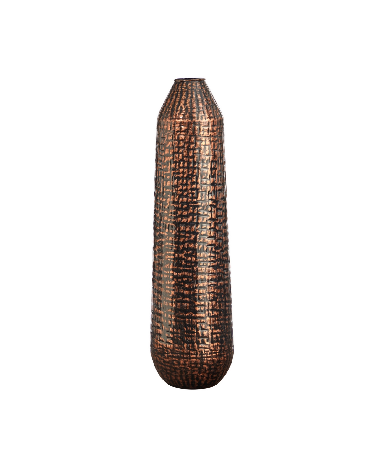 Nearly Natural 26" Tall Embossed Metal Tower Vase In Copper