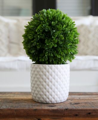 10" Artificial Boxwood Topiary Plant with Decorative Planter