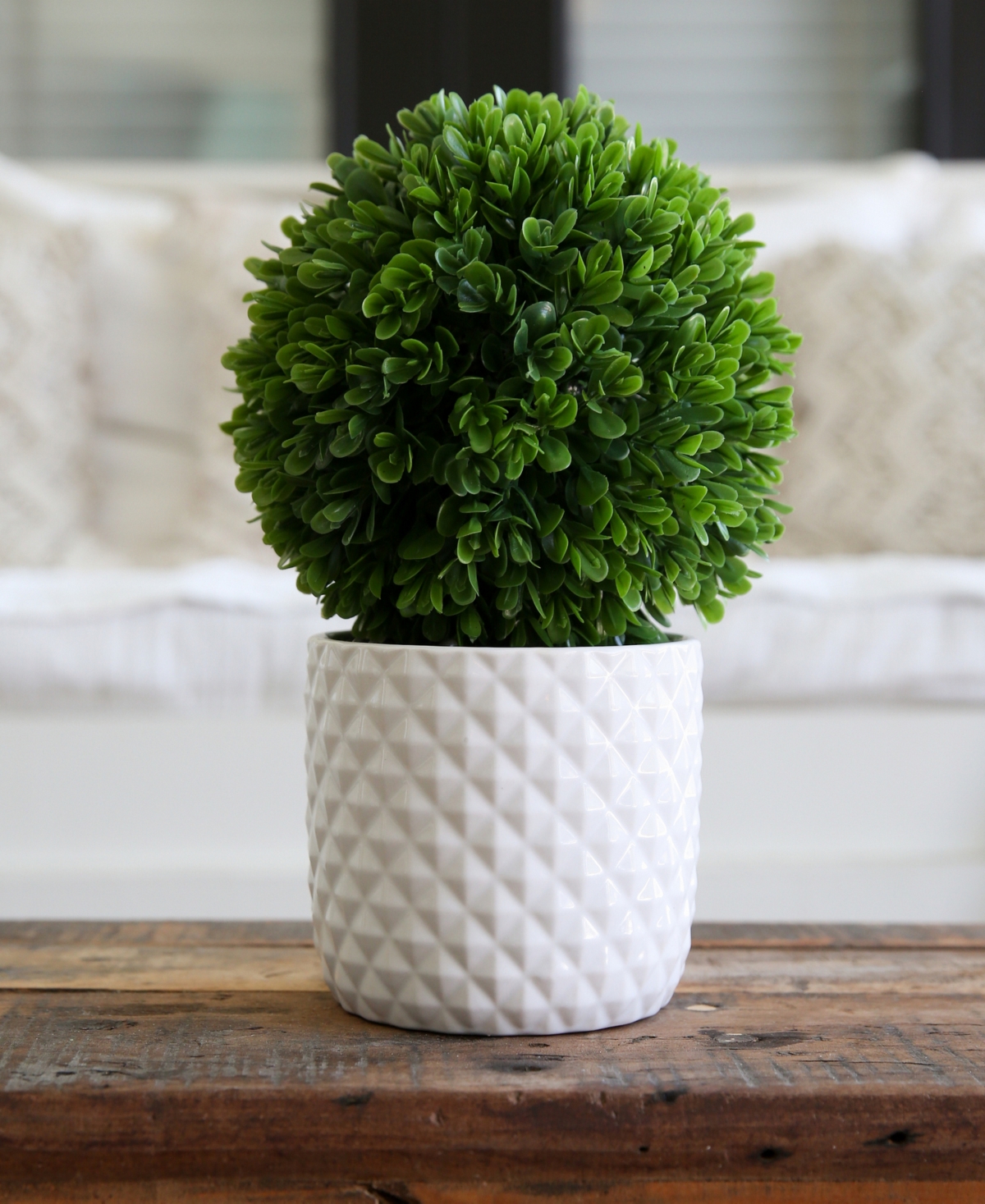 NEARLY NATURAL 10" ARTIFICIAL BOXWOOD TOPIARY PLANT WITH DECORATIVE PLANTER 