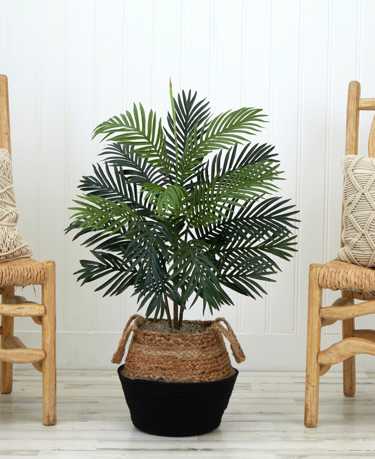 Nearly Natural 36" Artificial Areca Palm Tree With Handmade Jute Cotton Basket Diy Kit In Green