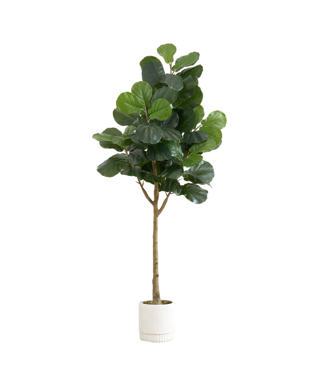 72" Artificial Fiddle Leaf Fig Tree with Decorative Planter - Green