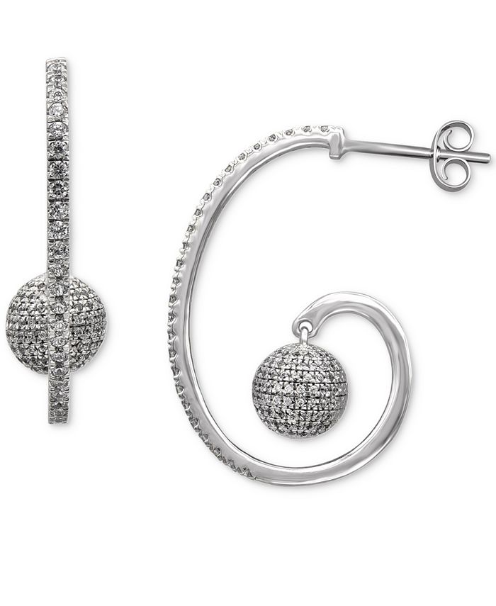 Macy's Diamond Spiral Ball Drop Earrings (1 ct. t.w.) in 14k White Gold