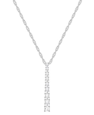 Macy's - Diamond Graduated 18" Pendant Necklace (1/3 ct. t.w.) in Sterling Silver