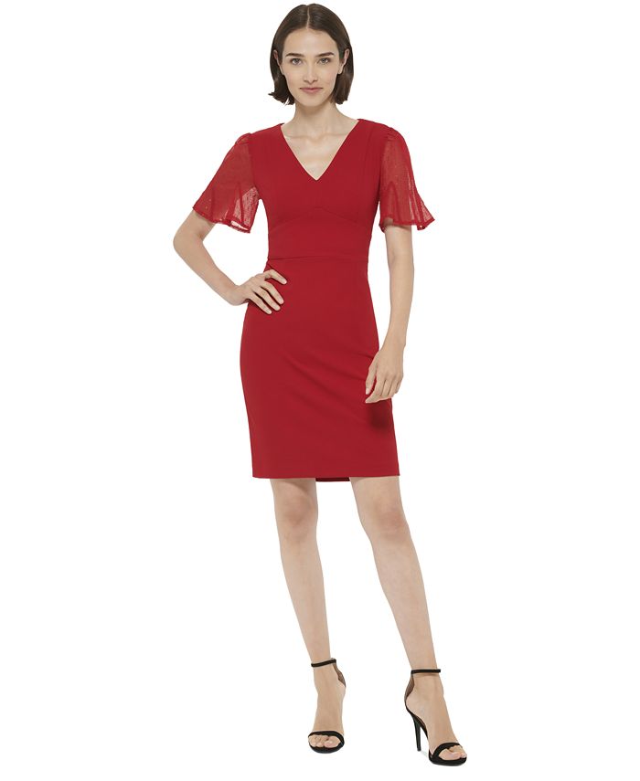 Flutter sleeve shop sheath dress