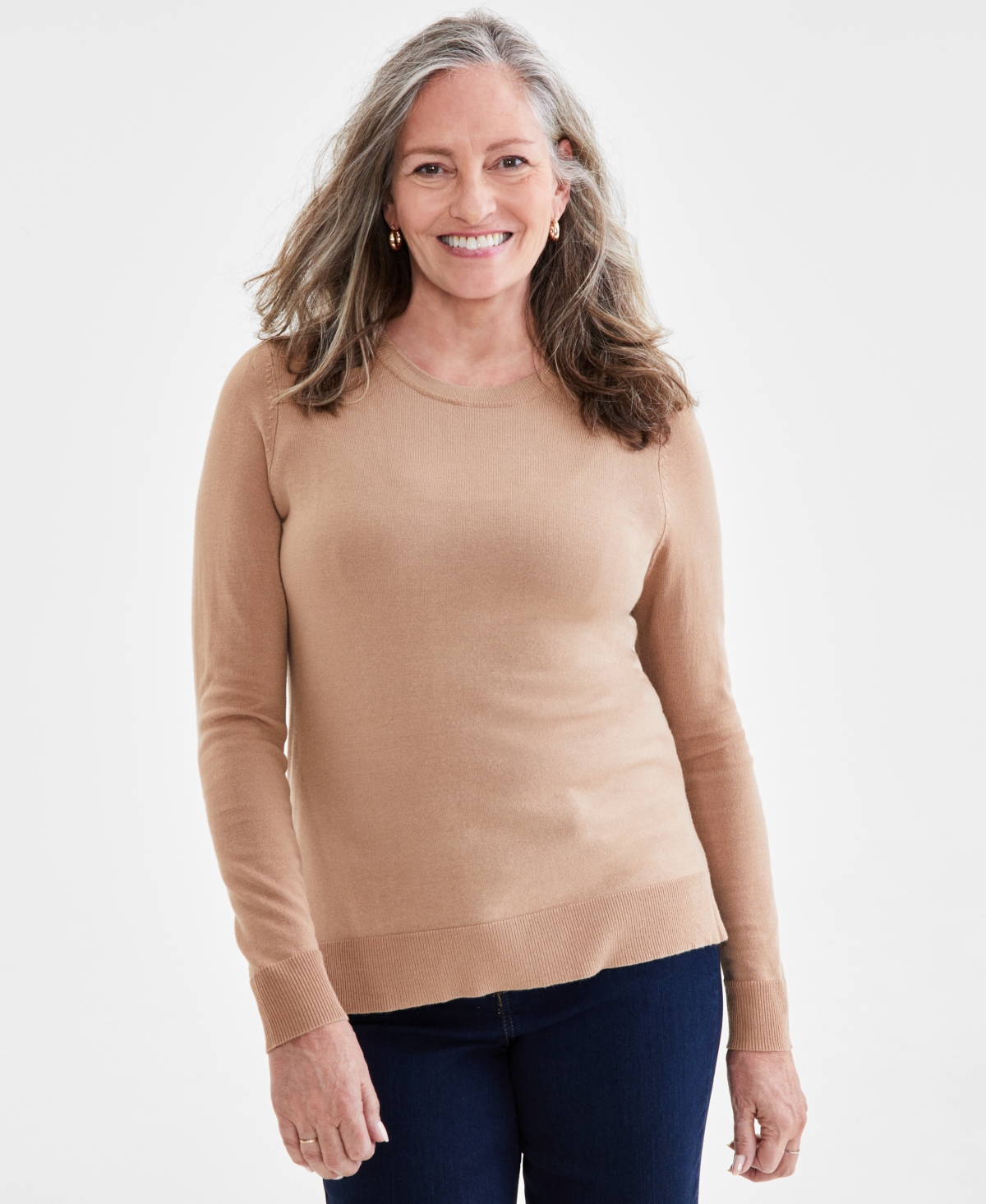 Style & Co Petite Crewneck Sweater, Created For Macy's In Golden Meadow