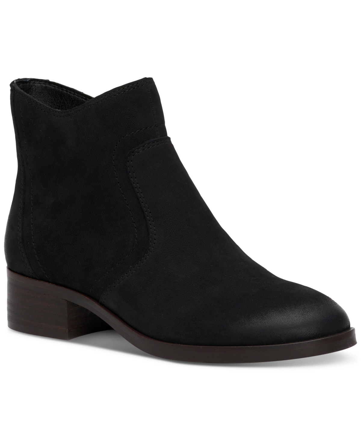 Shop Lucky Brand Women's Pattrik Stacked-heel Ankle Booties In Black Leather