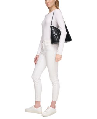 Calvin Klein Nova Quilted Tip Zipper Shoulder Bag with Chain Strap