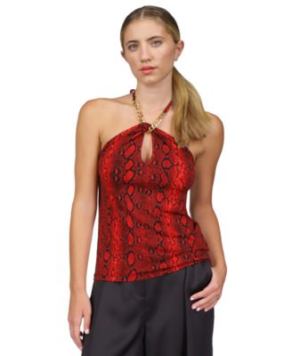 Michael Kors - Women's Printed Chain-Neck Halter Top